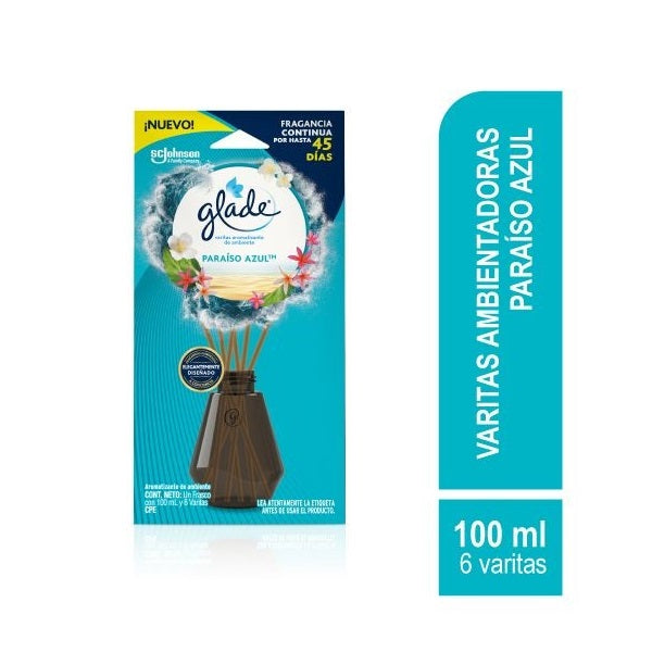 Ambientador Glade Varitas 100 ml Paraiso Azul