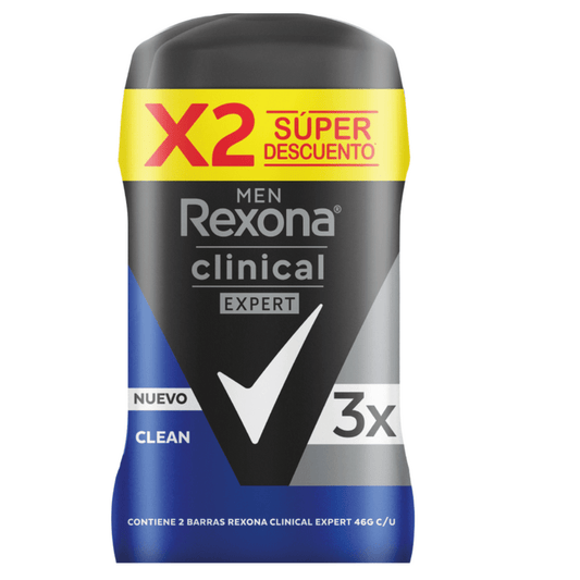 Desodorante Rexona Clinical Men Expert 46 gr Barra 2 Unidades Oferta