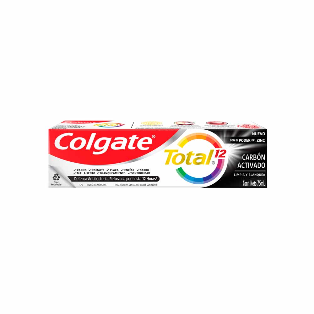 Crema Dental Colgate Total 12 Carbon Activado 75 ml