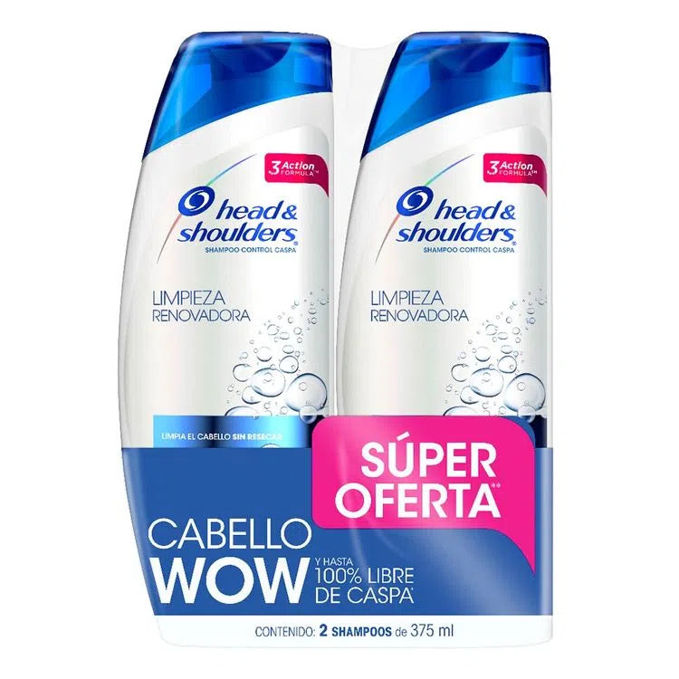 Shampoo Head And Shoulders 375 ml 2 Unidades Lmpieza Renovadora Oferta