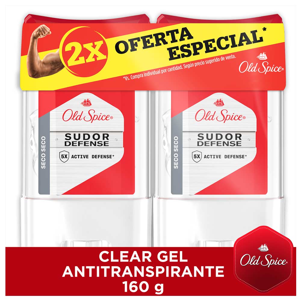 Desodorante Old Spice Gel 80 gr 2 Unidades Sudor Defense Oferta