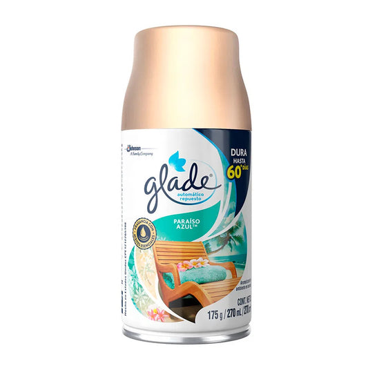 Ambientador Glade Automatico Repuesto 270 ml Paraiso Azul