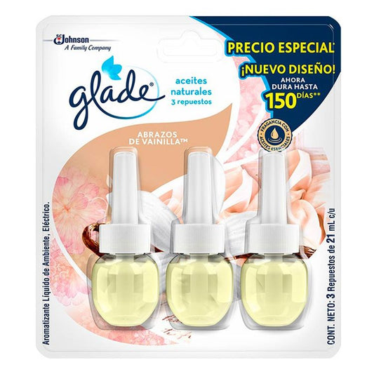 Ambientador Glade Electrico 3 Unidades Repuesto Abrazos de Vainilla Oferta