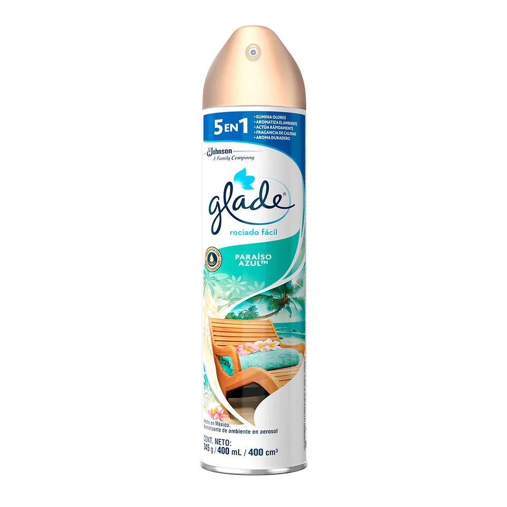 Ambientador Aerosol Glade 400ml Paraiso Azul