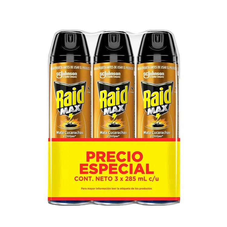 Insecticida Raid Aerosol Mata Cucarachas x3und 285ml