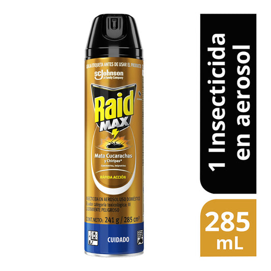 Insecticida Raid Max Aerosol 285ml Cucarachas Y Chiripas