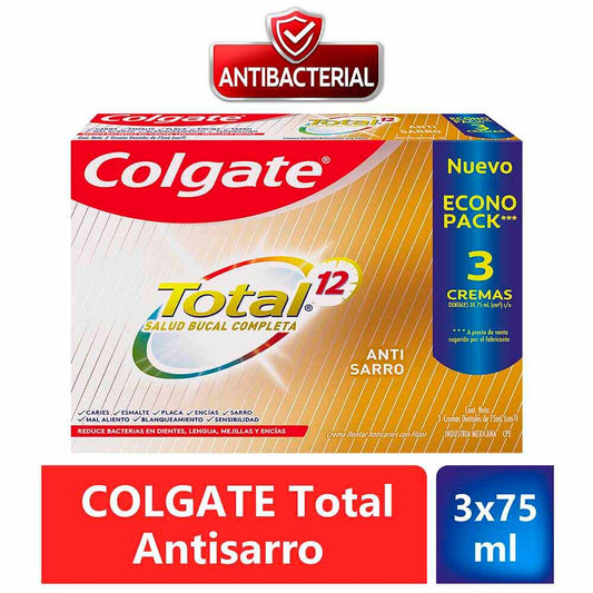 Crema Dental Colgate Total 12 Antisarro 3 Unidades 75 ml Oferta