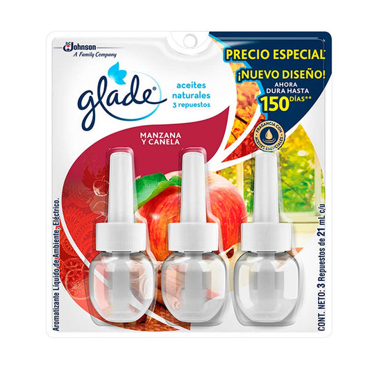 Ambientador Glade Electrico 3 Unidades Repuesto Manzana & Canela Oferta