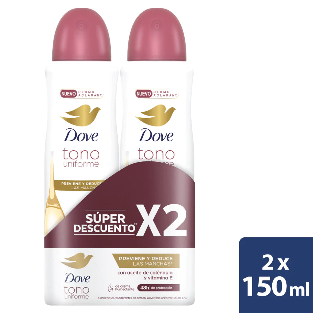 Desodorante Dove Aerosol Mujer 150 ml 2 Unidades Dermoaclarant Oferta