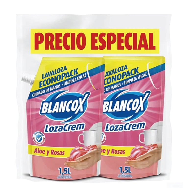 Lavaloza Liquido Blancox Lozacrem 1500 ml Doypack 2 Unidades Aloe y Rosas Oferta