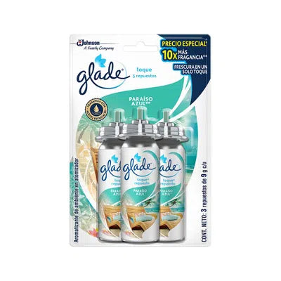 Ambientador Glade Toque Repuesto Paraiso Azul x 3 Oferta