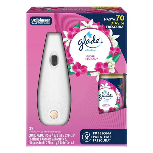 Ambientador Glade Automatico 270 ml + Aparato Elixir Floral