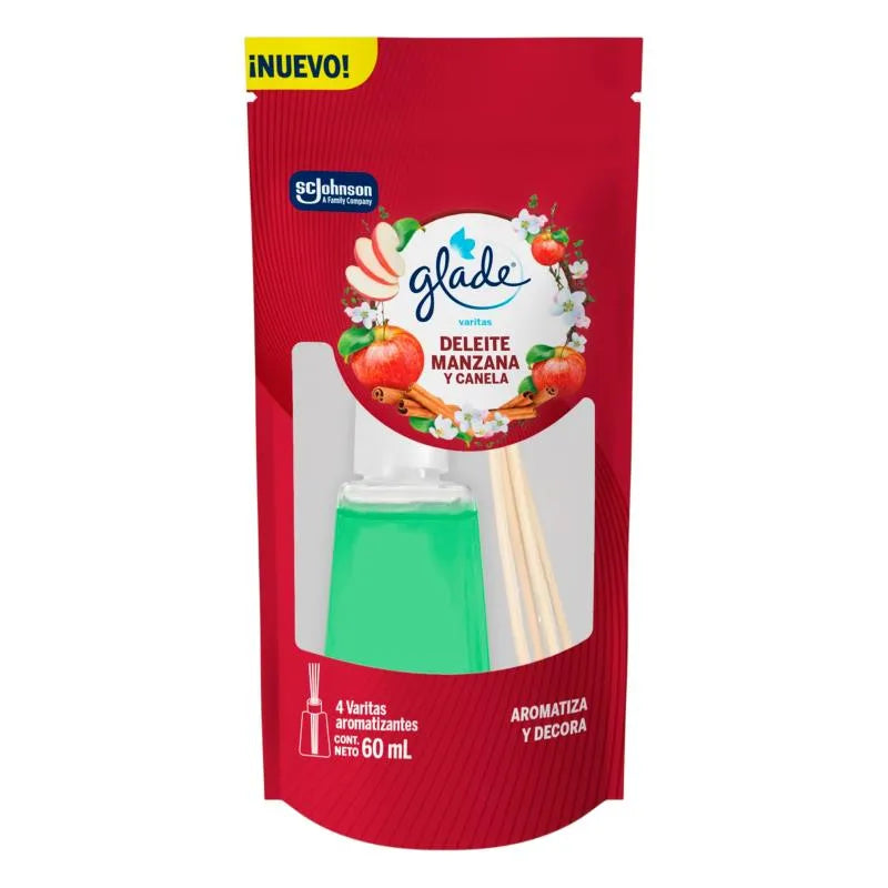 Ambientador Glade Varitas 60 ml Deleite De Manzana y Canela