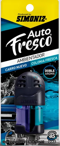 Ambientador Simoniz Auto Fresco Doble Aroma Carro Nuevo y Colonia Fresca