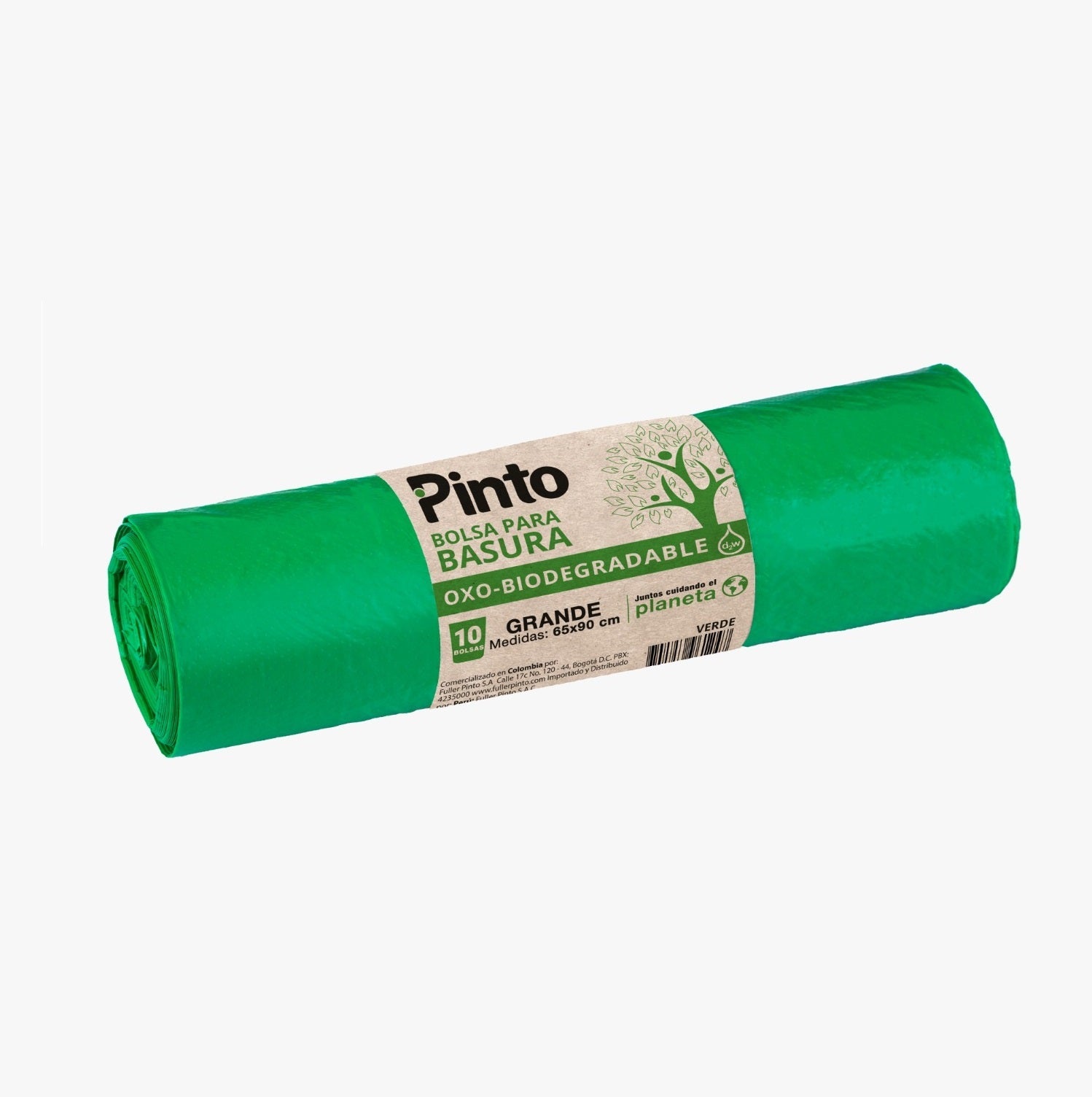 Bolsa Basura Pinto Biodegradable 10 Unidades Grande 65 x 90 cm Verde