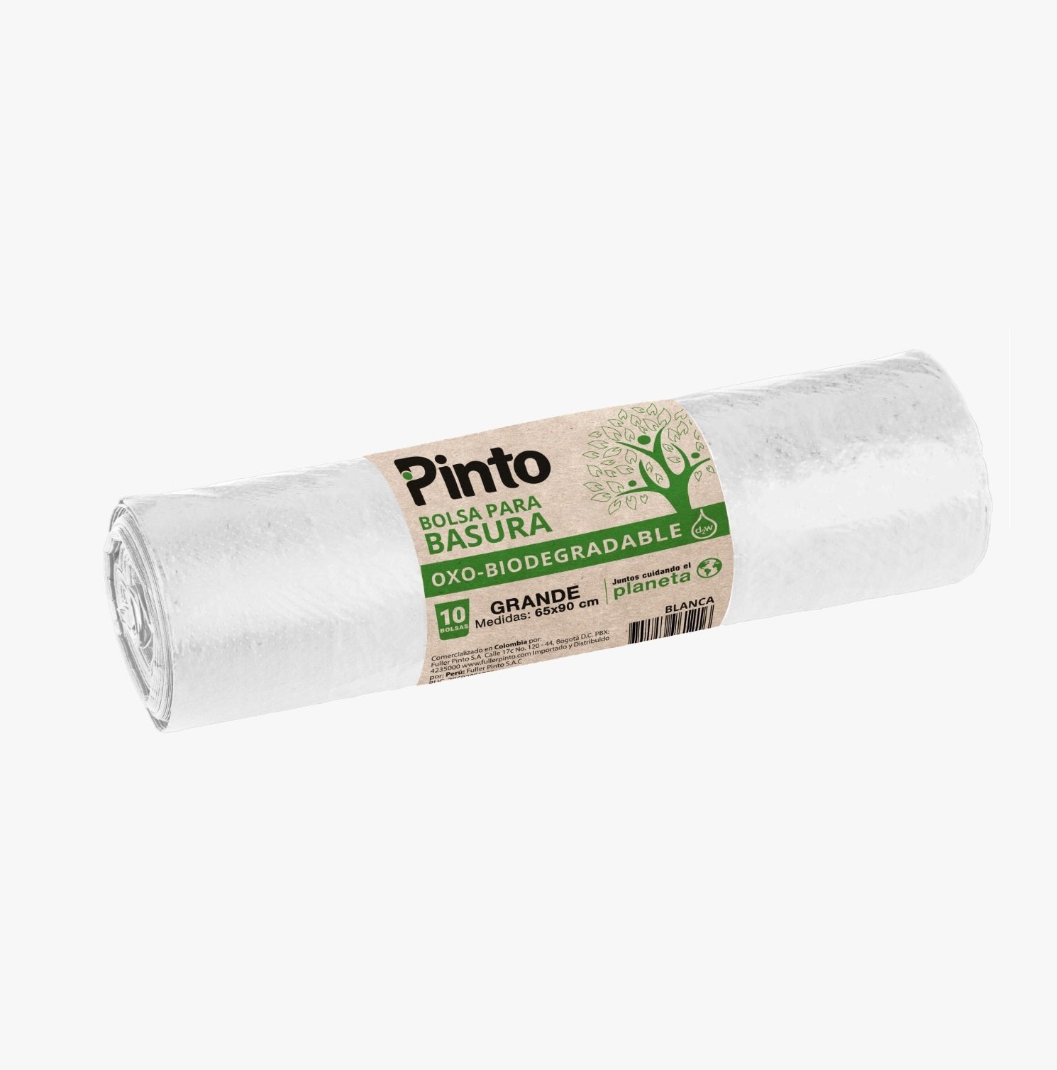 Bolsa Basura Pinto Biodegradable 10 Unidades Grande 65 x 90 cm Blanca