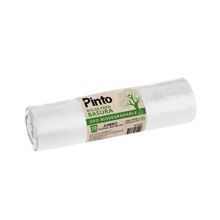 Bolsa Basura Pinto Biodegradable 10 Unidades Jumbo 90 x 120 cm Blanca