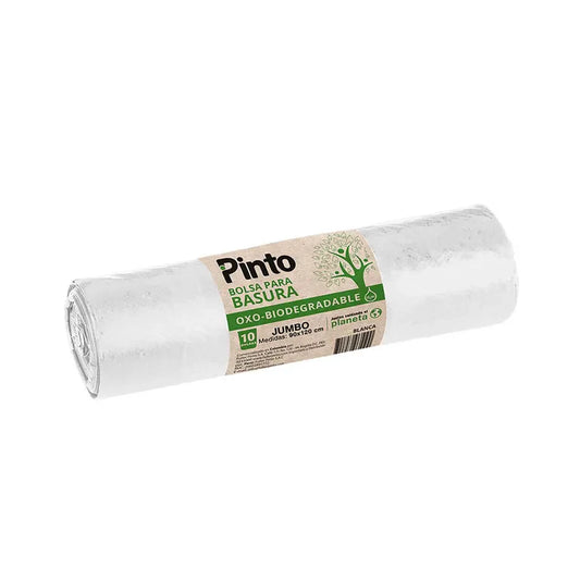 Bolsa Basura Pinto Biodegradable 10 Unidades Jumbo 90 x 120 cm Blanca