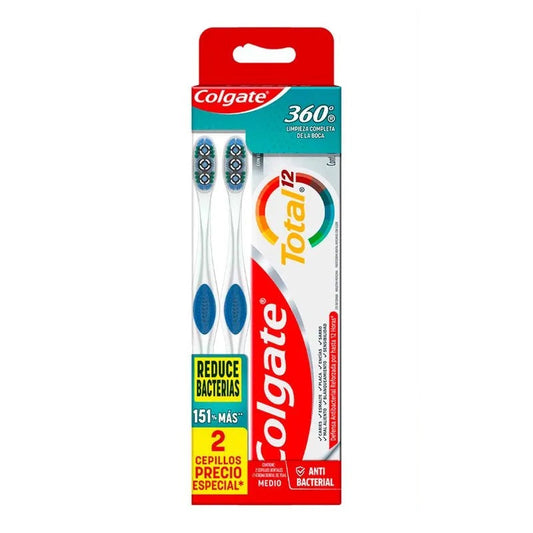 Cepillo Dental Colgate 360 2 Unidades + Crema Dental Total 12 75 ml Oferta