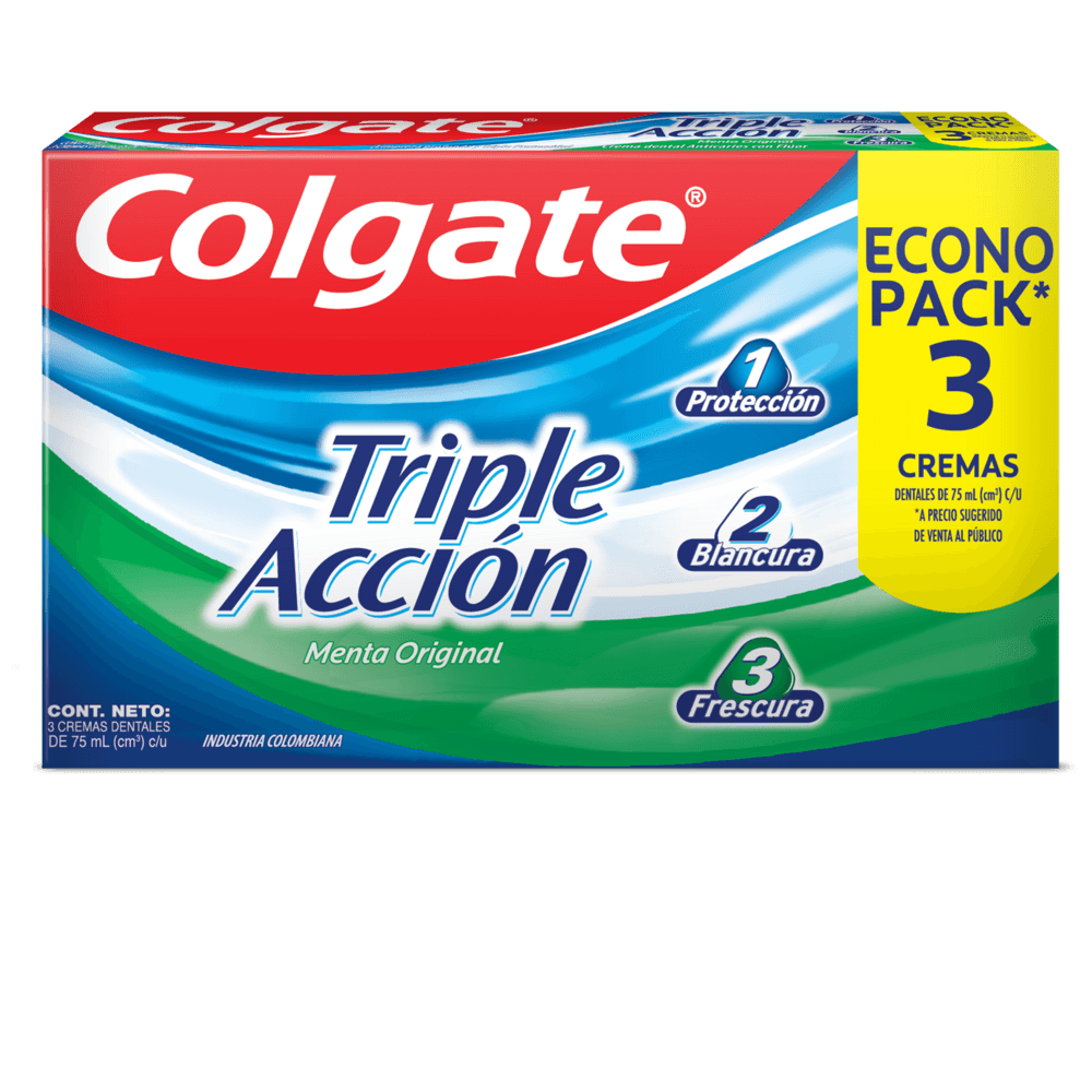 Crema Dental Colgate Triple Accion 75 ml 3 Unidades Oferta
