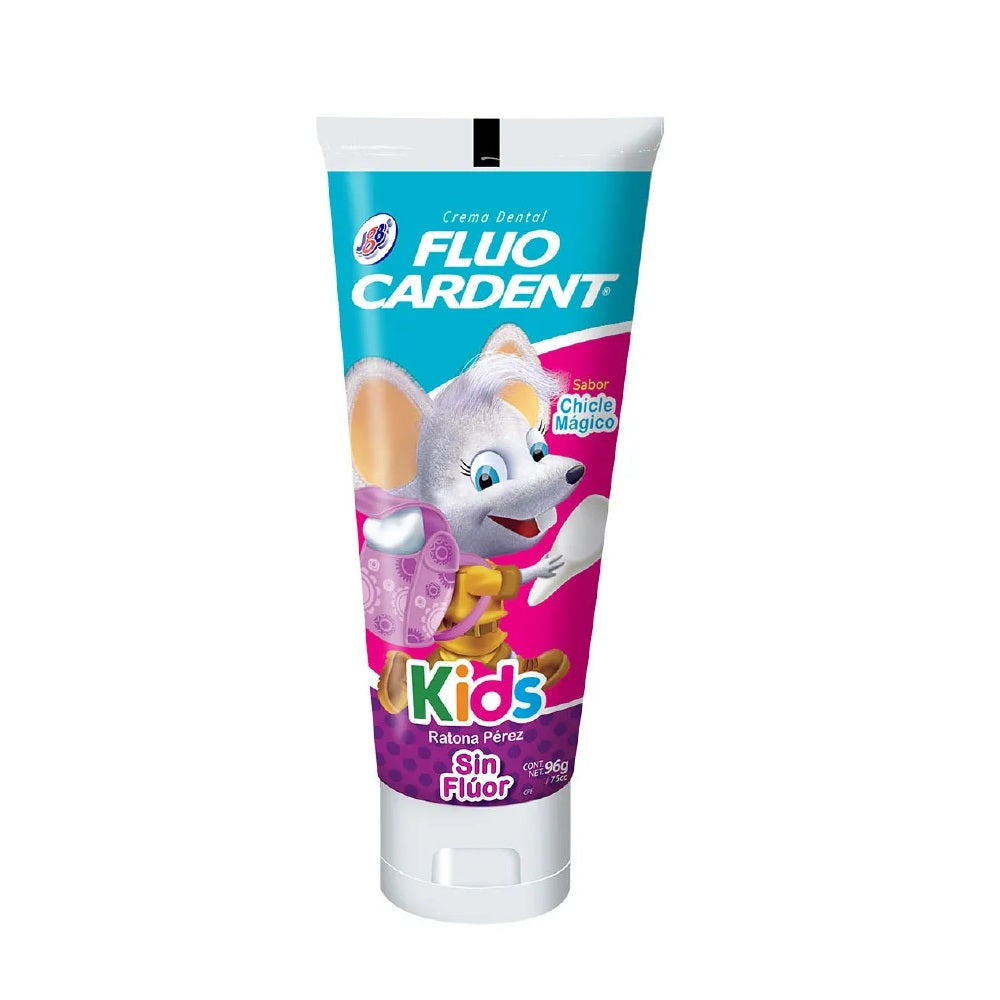 Crema Dental Fluocardent Niñas Sin Fluor 96 gr Chicle