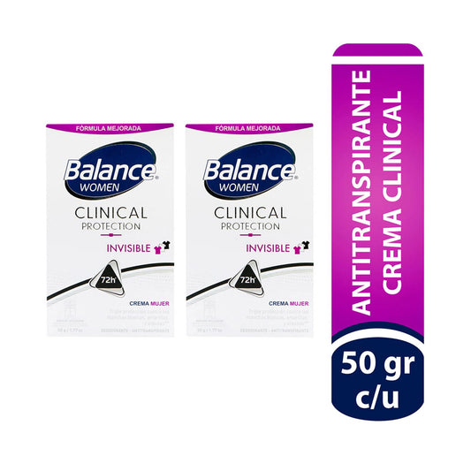 Desodorante Balance Clinical 50 Gr 2 Unidades Invisible Crema Mujer