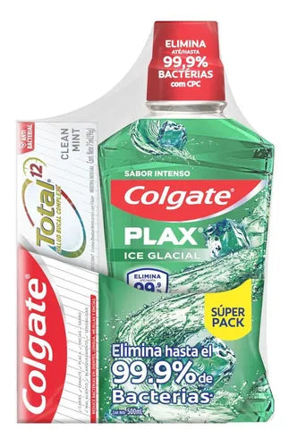 Enjuague Bucal Colgate Plax Ice Glacial 500 ml + Crema Dental Total 12 75 ml Oferta