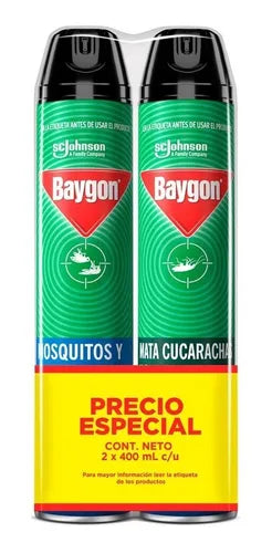 Insecticida Baygon 400ml x2 Mosquitos Cucarachas