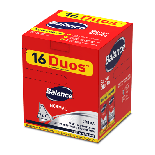 Desodorante Balance Crema Normal Sobres X 16 Duos