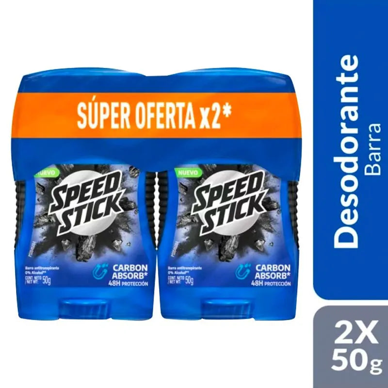 Desodorante Speed Stick Barra 50 gr 2 Unidades Carbon Absorb Oferta