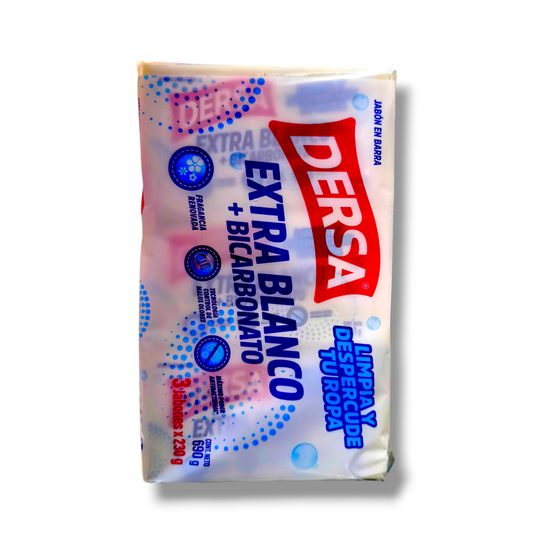 Jabon Barra Dersa 230 gr 3 Unidades Extra Blanco + Bicarbonato