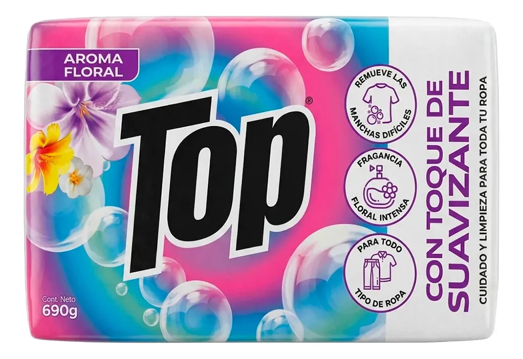 Jabon Barra Top Floral 230 gr 3 Unidades Con Suavizante