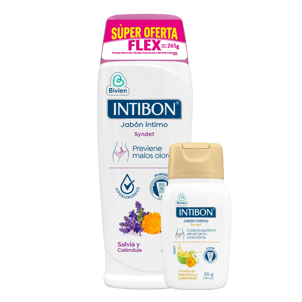 Jabon Intimo Intibon Salvia 210 Gr + Intibon 55 Gr Vinagre Manzana Oferta