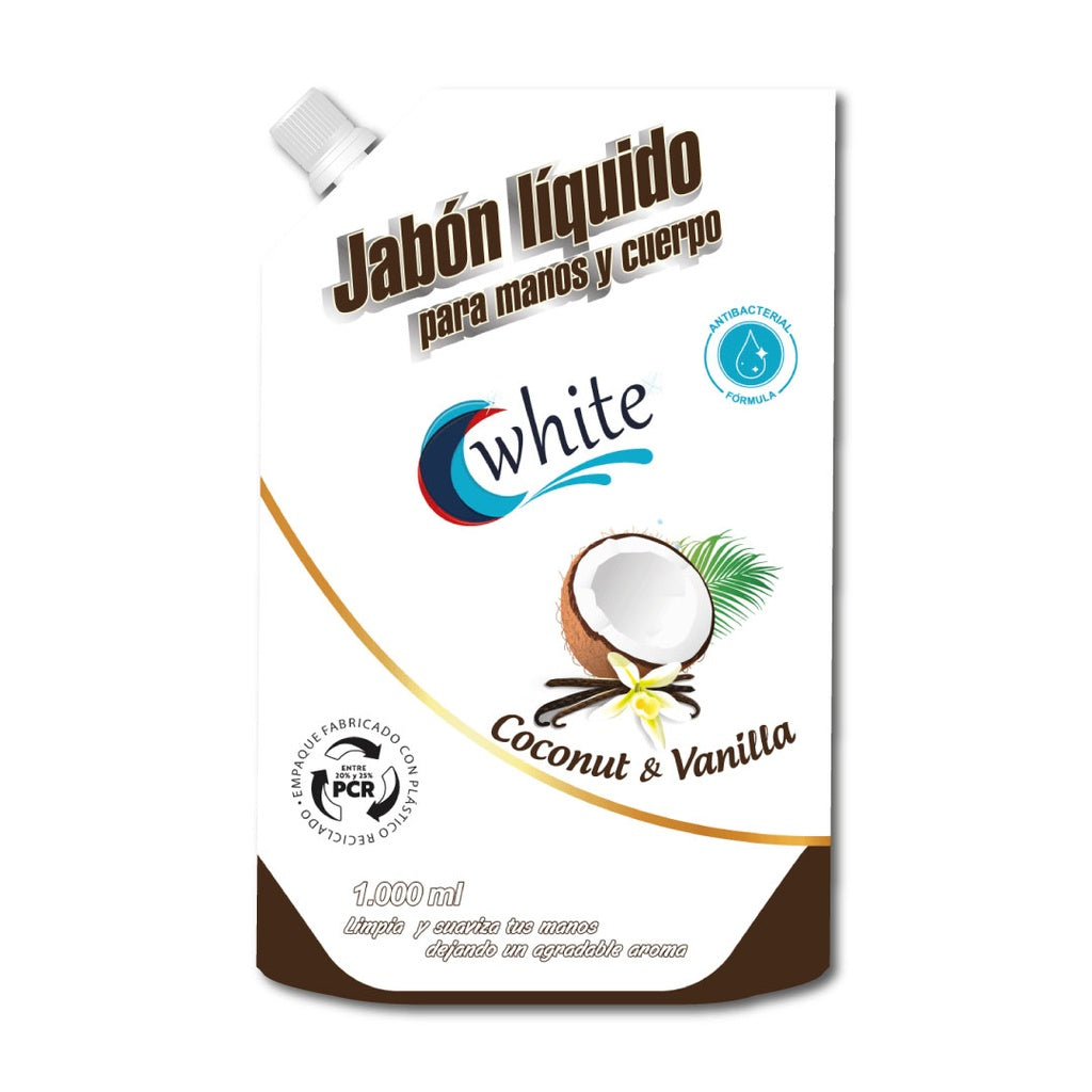 Jabon Liquido Manos y Cuerpo White 1000 ml  Coco Vainilla