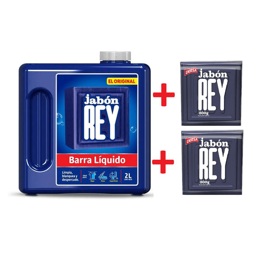Jabon Rey Barra Liquido 2000 ml + 2 Barras rey x 300 gr Oferta