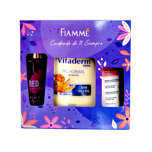 Kit Fiamme Crema Vitaderm + Body Splash + Gel Limpieza Facial Oferta