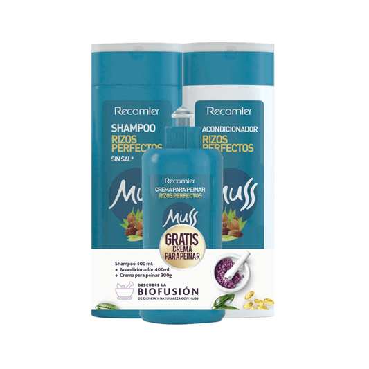 Kit Shampoo Muss + Acondicionador + Crema Para Peinar Rizos Perfectos