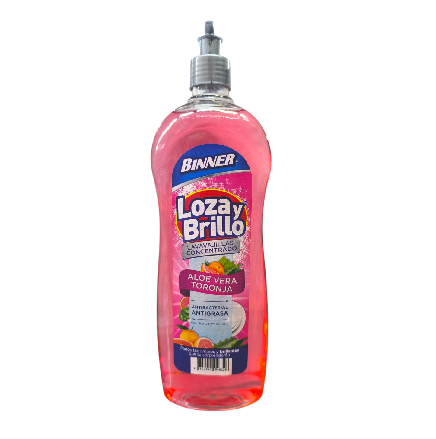 Lavaloza Liquido Binner Loza y Brillo Concentrado 750 ml Aloe Vera y Toronja