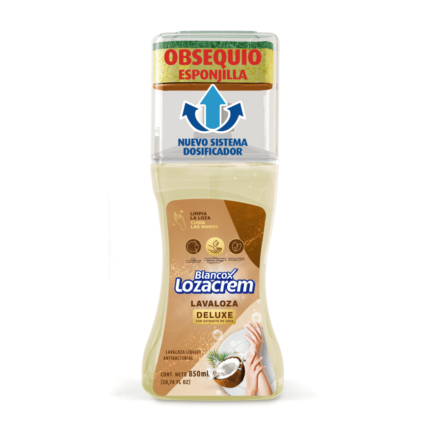 Lavaloza Liquido Blancox Lozacrem Deluxe 850 ml Con Extracto De Coco Dosificador