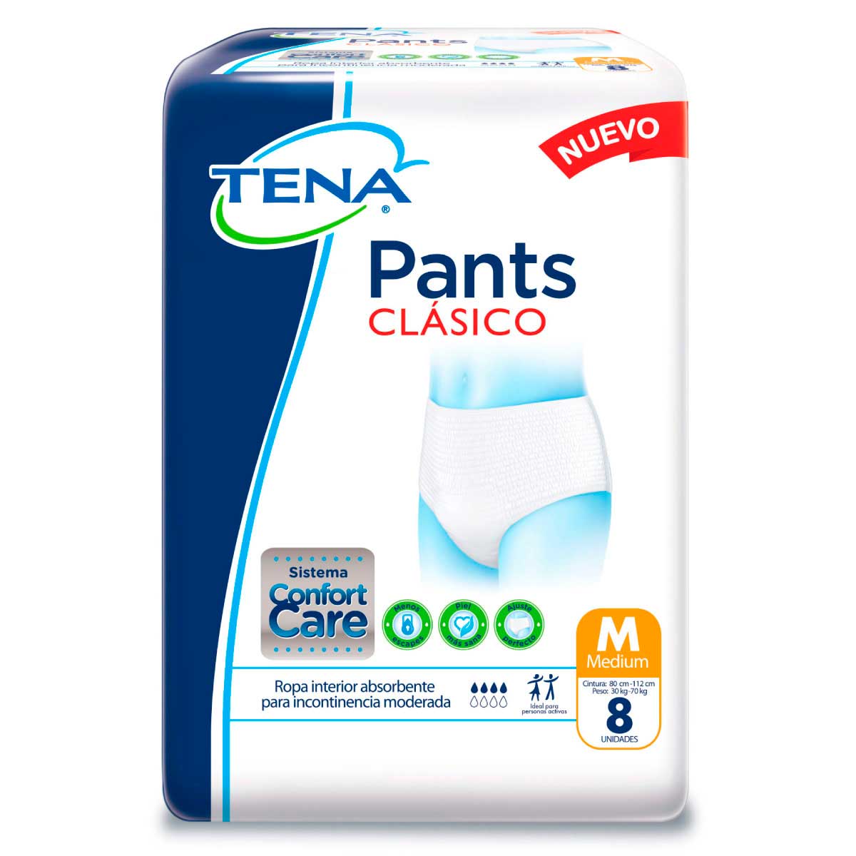 Pañal Tena Pants Clasico Adulto Talla M 8 Unidades
