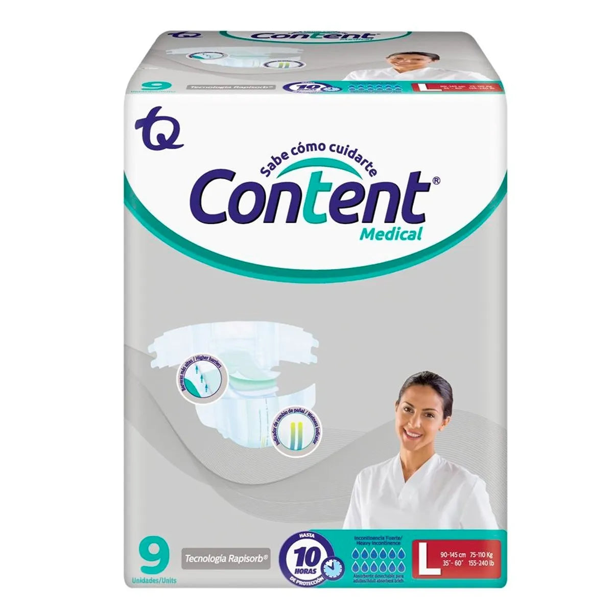 Pañal Content Medical Adulto Talla L 9 Unidades