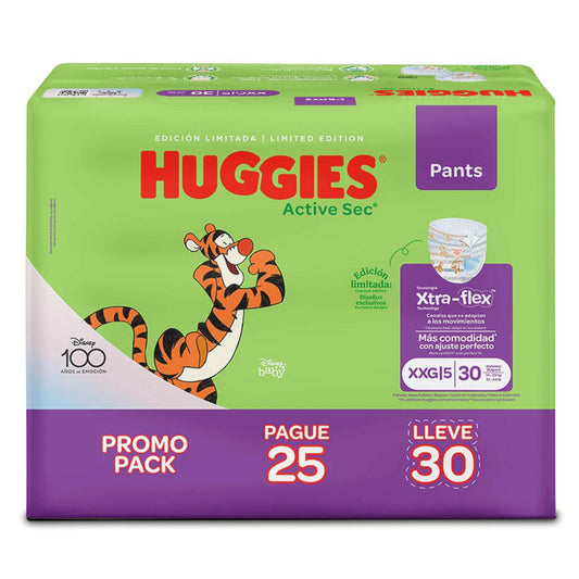 Pañal Huggies Active Sec Pants Etapa 5 Pague 25 LLeve 30 Uniddaes