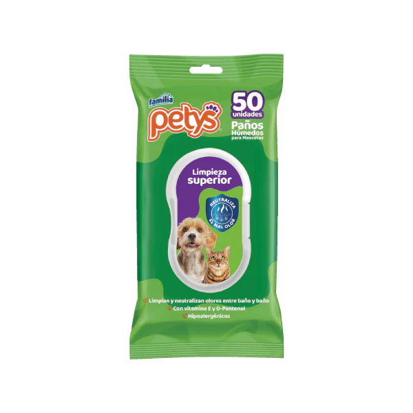 Paños Humedos petys 50 Unidades