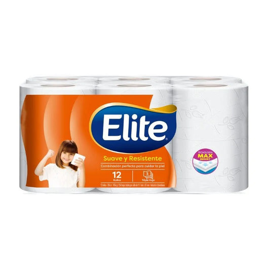 Papel Higienico Elite Suave Y Resistente 12 Unidades