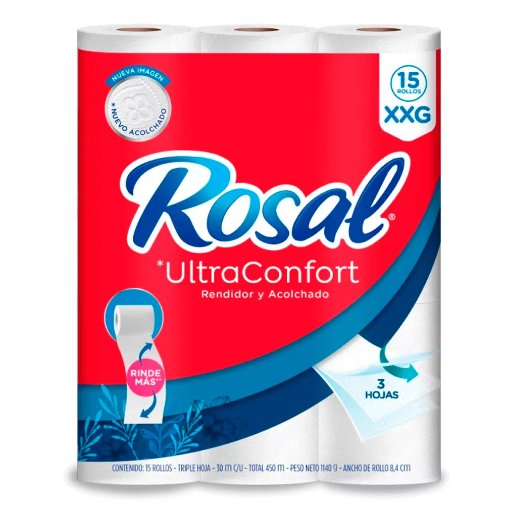 Papel Higienico Rosal Ultraconfort XXG 15 Rollos