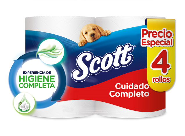 Papel Higienico Scott SuperRollo Cuidado Completo 4 Unidades