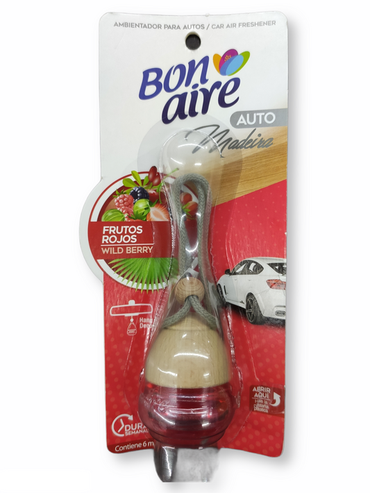 Ambientador Bonaire Auto Madeira Frutos Rojos 6ml