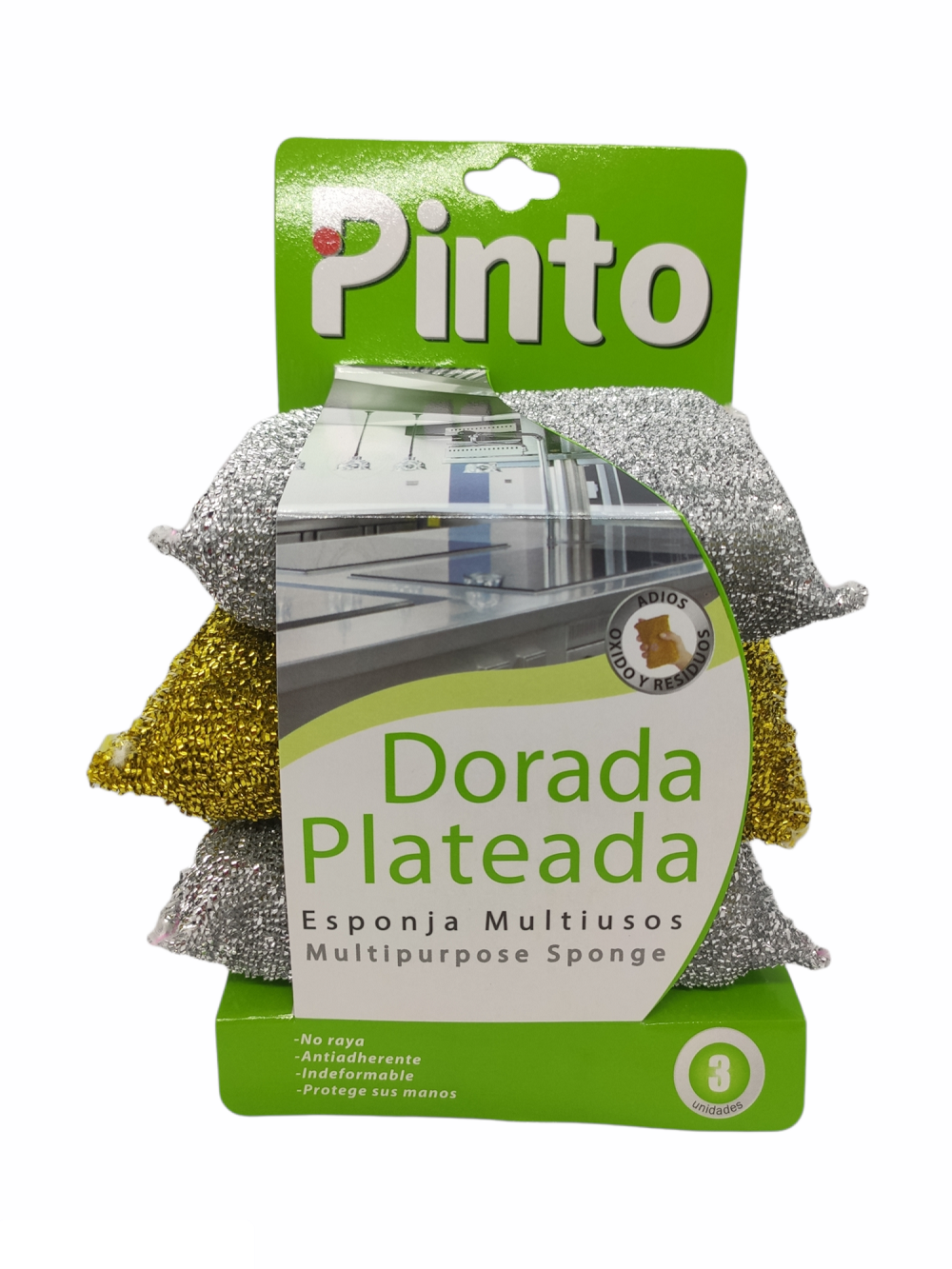 Esponja Pinto Dorada Plateada 3 Unidades Oferta