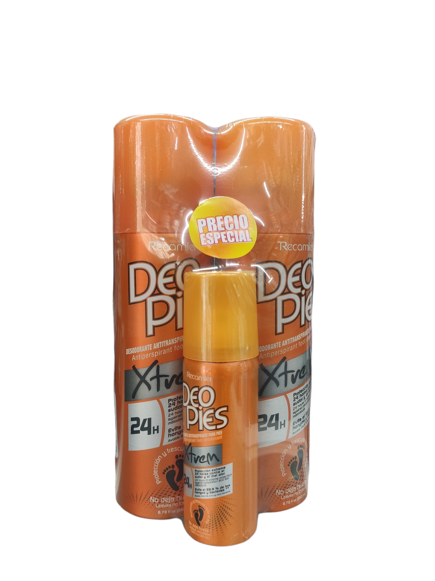 Talco Deo Pies Aerosol 260 ml 2 Unidades + Deo Pies 50 ml Xtrem Ofertav