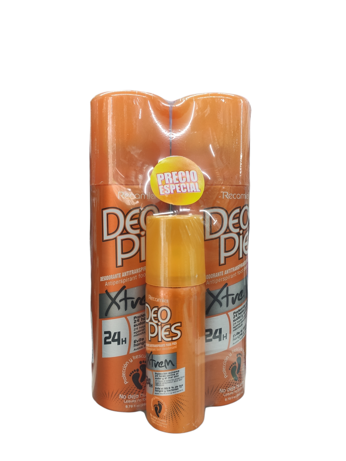 Talco Deo Pies Aerosol 260 ml 2 Unidades + Deo Pies 50 ml Xtrem Ofertav